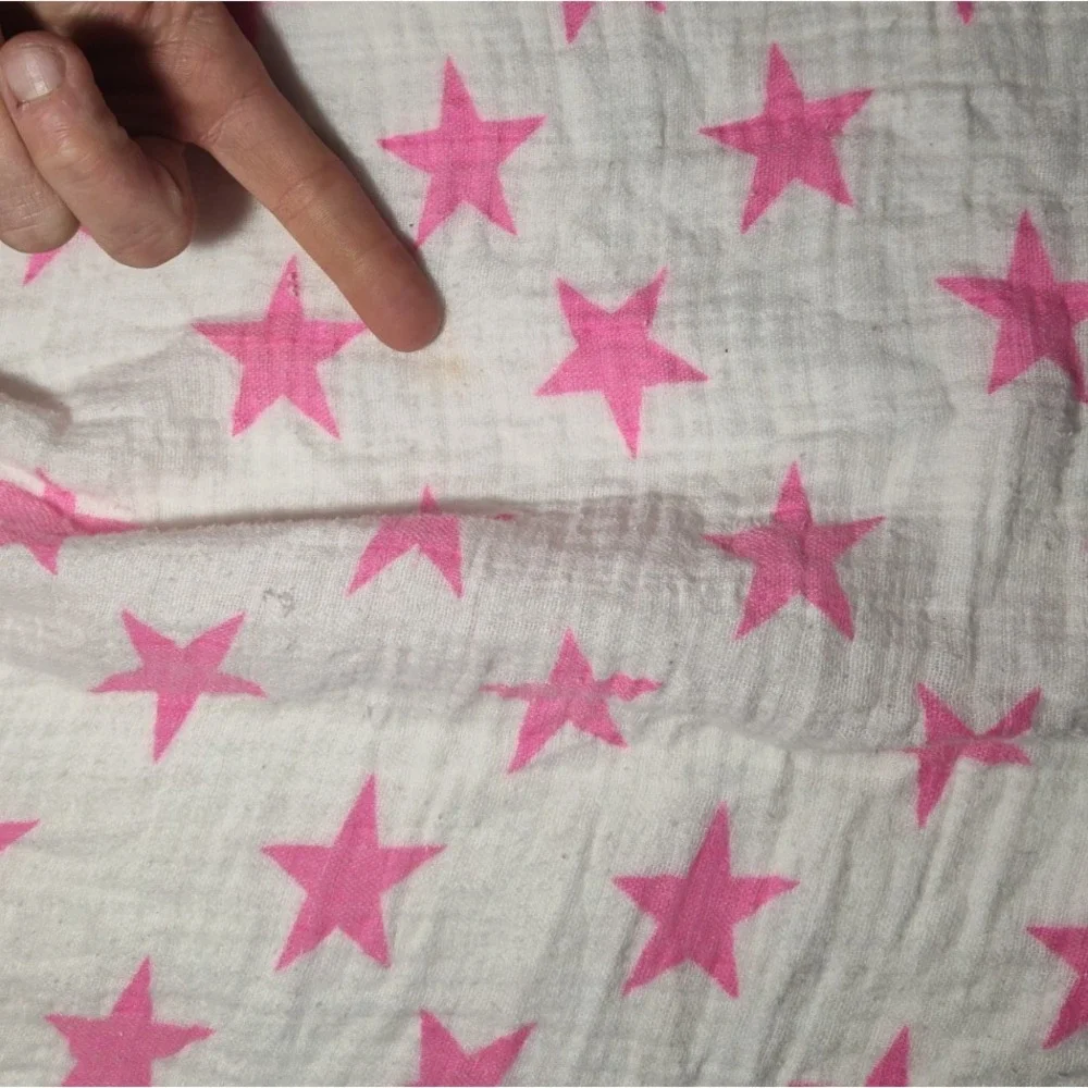 Aden + Anais Hot Pink Star Baby Swaddle Blanket White Muslin Cotton 45